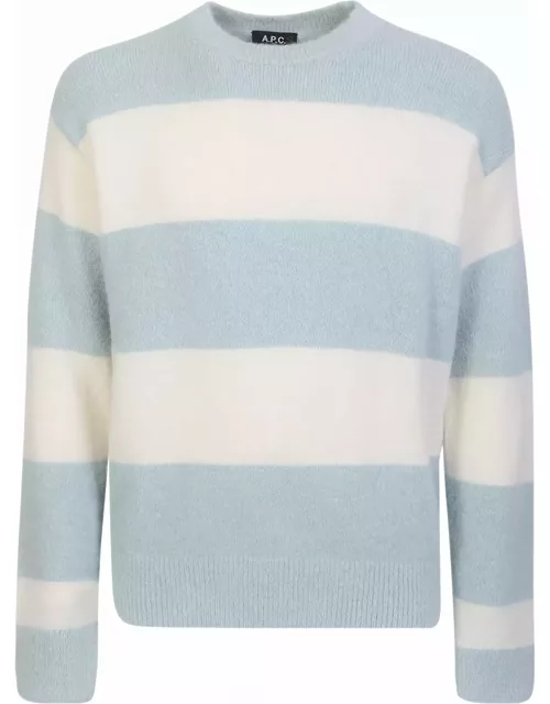 A.P.C. Apc Striped Sky Blue/white Crewneck Sweater