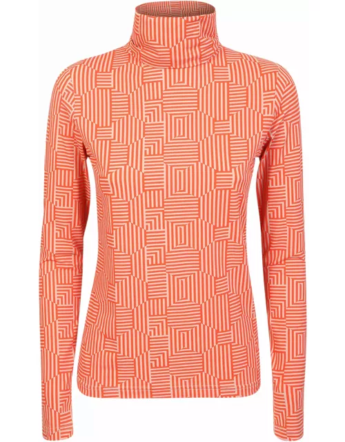 Xacus Active High Neck Sweater In Orange Pattern