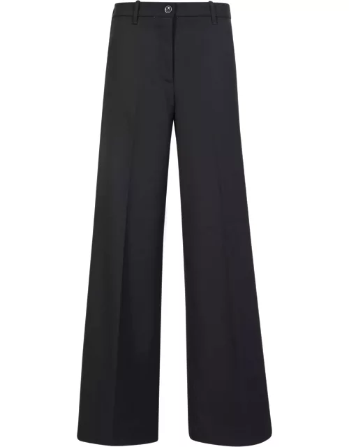 Nine In The Morning Silk Wool Blend Palazzo Trousers In Black