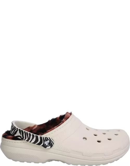 Crocs Lined Animal Clog Sandals In White