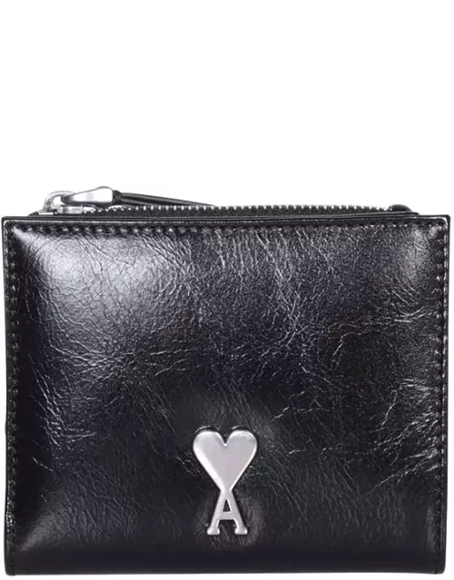 Ami Alexandre Mattiussi Ami Paris Voulez Black Leather Wallet