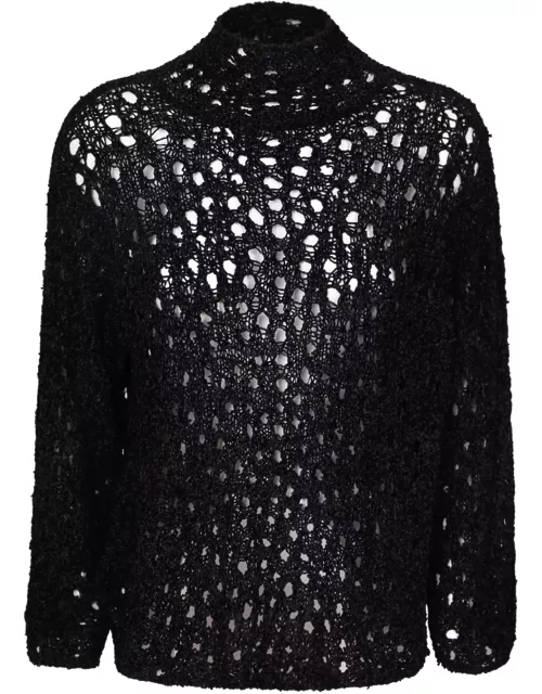 Ssheena Perforated Knit Sweater Black
