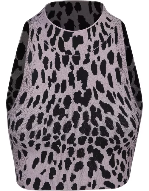 Leopard Knit Crop Top In Lilac And Black By Ssheena