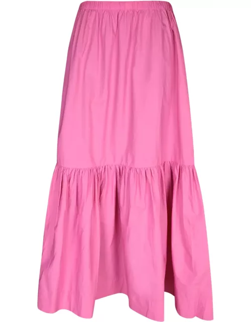 Ganni Fuchsia Poplin Maxi Skirt