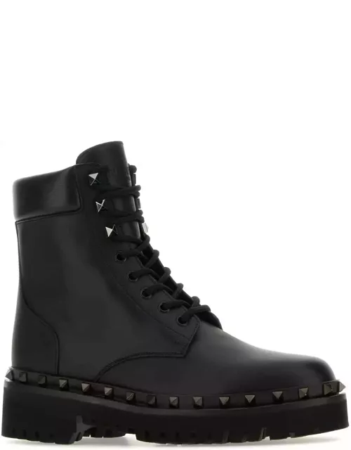 Valentino Garavani Black Leather Rockstud Ankle Boot