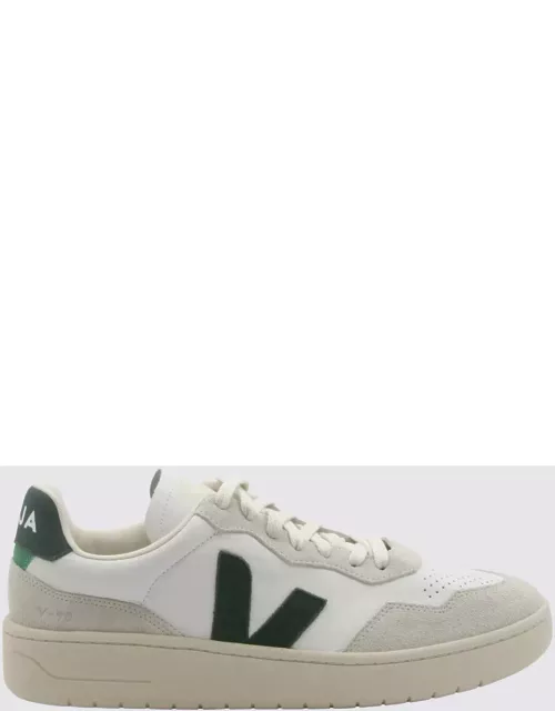 Veja White And Green Leather V-90 Sneaker