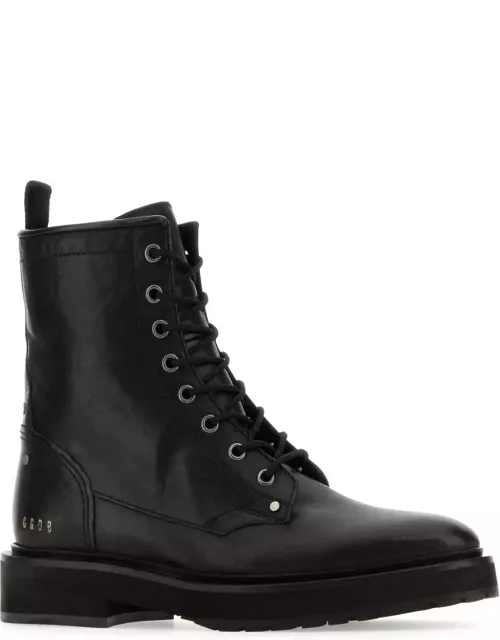 Golden Goose Black Leather Combat Ankle Boot
