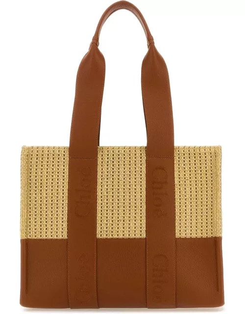 Chloé Raffia And Leather Woody Shopping Bag