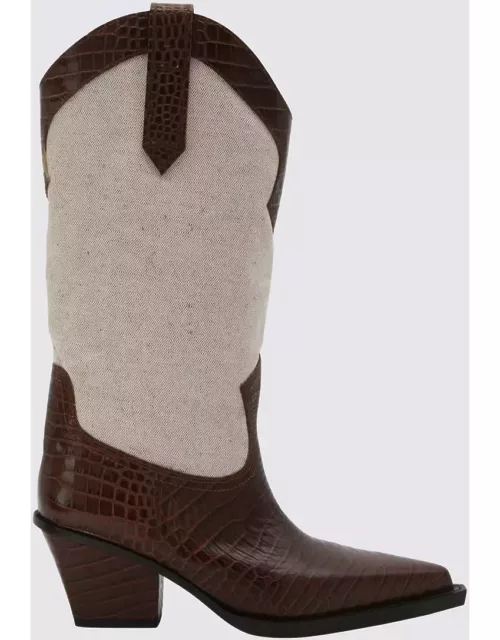 Paris Texas White And Brown Leather Rosario Boot
