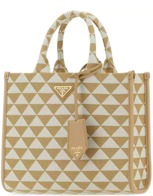 Prada Embroidered Fabric Small Symbole Shopping Bag