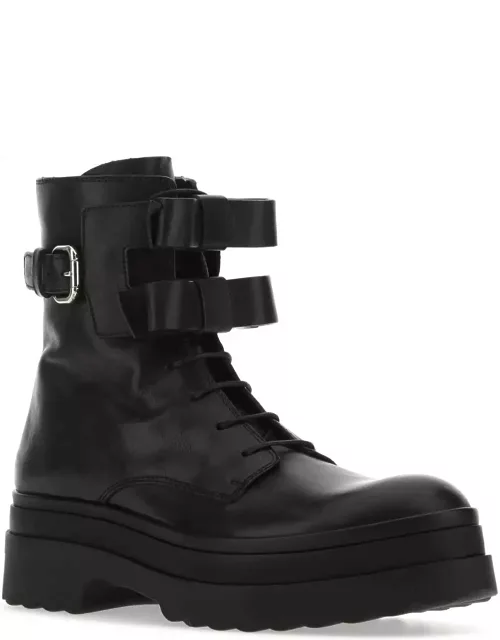 RED Valentino Black Leather Lye(red) Ankle Boot