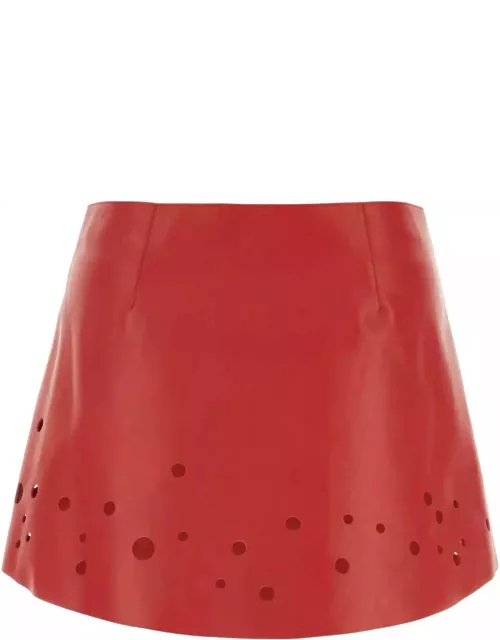 Durazzi Milano Red Leather Mini Skirt