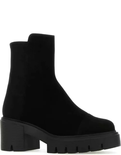 Stuart Weitzman Black Suede And Fabric 5050 Soho Ankle Boot