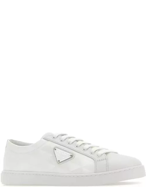 Prada White Nylon And Leather Sneaker