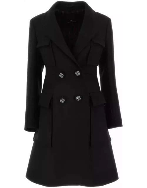 Etro Black Wool Coat