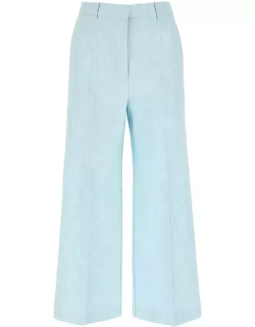 Etro Pastel Light-blue Stretch Cotton Blend Cropped-cut Pant