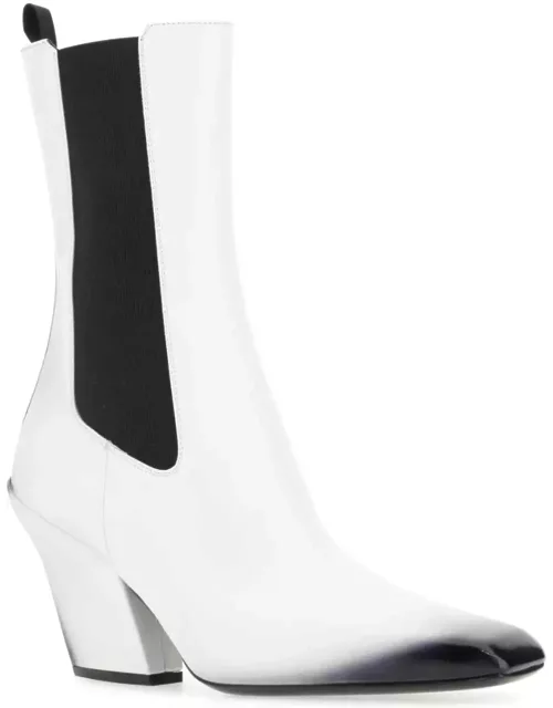 Prada White Leather Ankle Boot