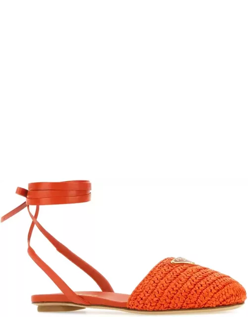 Prada Orange Raffia Sandal