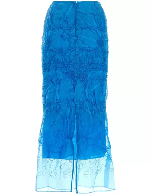 Cecilie Bahnsen Turquoise Stretch Silk Blend Skirt