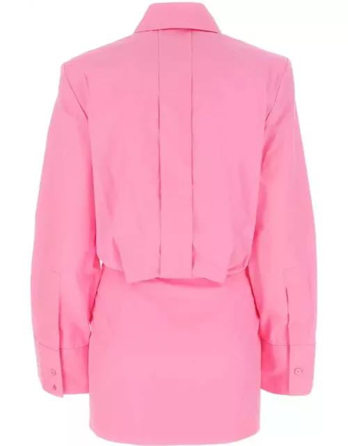 The Attico Pink Poplin Margot Shirt Mini Dres