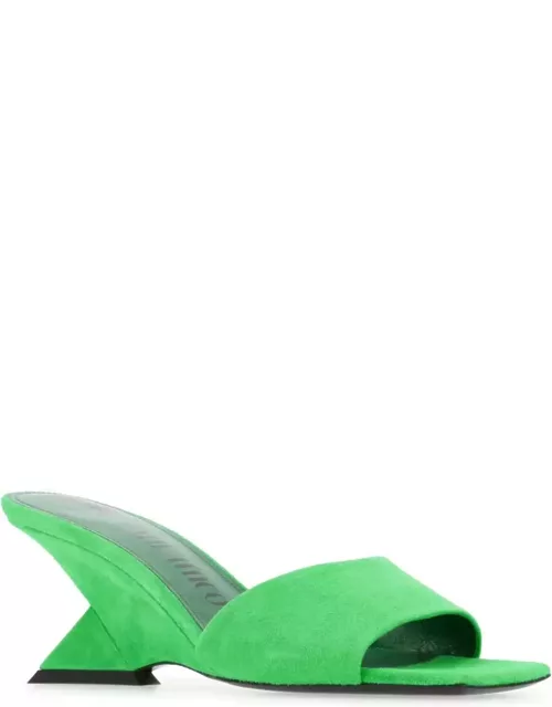 The Attico Fluo Green Suede Cheope Mule