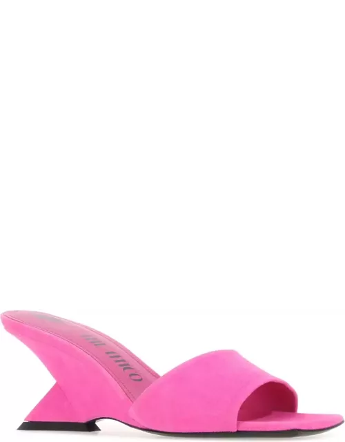 The Attico Fluo Pink Suede Cheope Mule