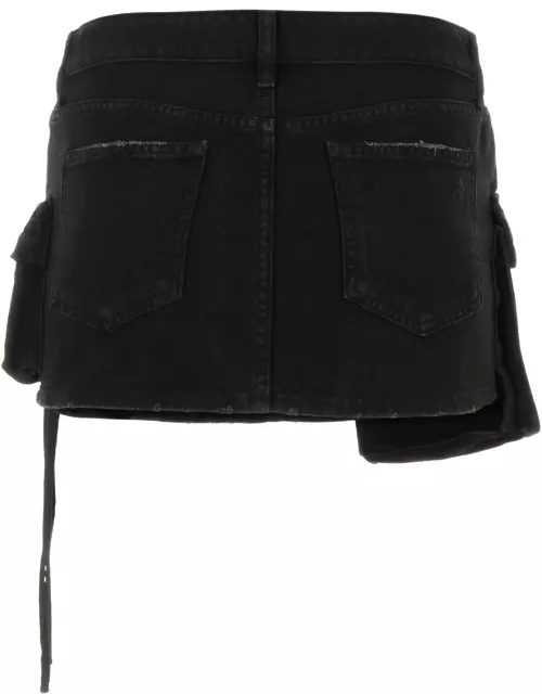 The Attico Black Denim Fay Mini Skirt