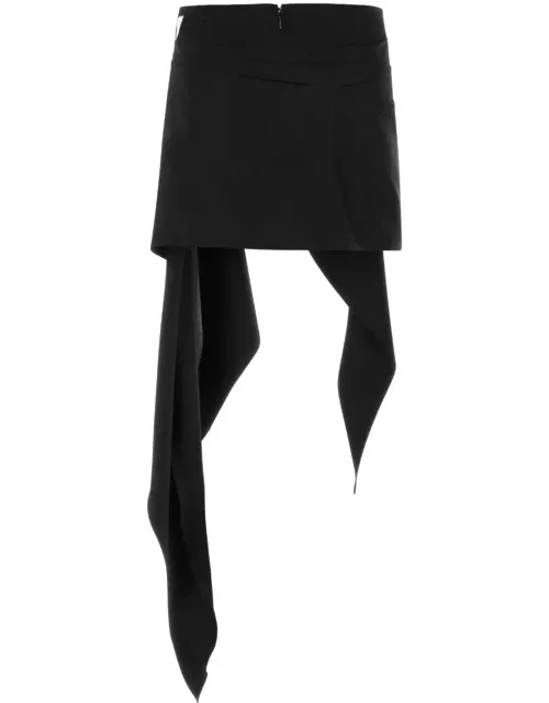 The Attico Black Wool Blend Riley Mini Skirt