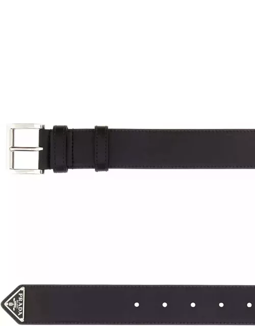 Prada Leather Belt With Triangle Logo