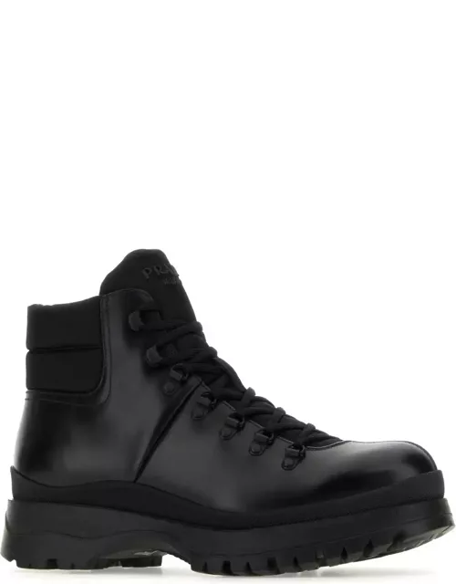 Prada Black Re-nylon And Leather Brixxen Ankle Boot