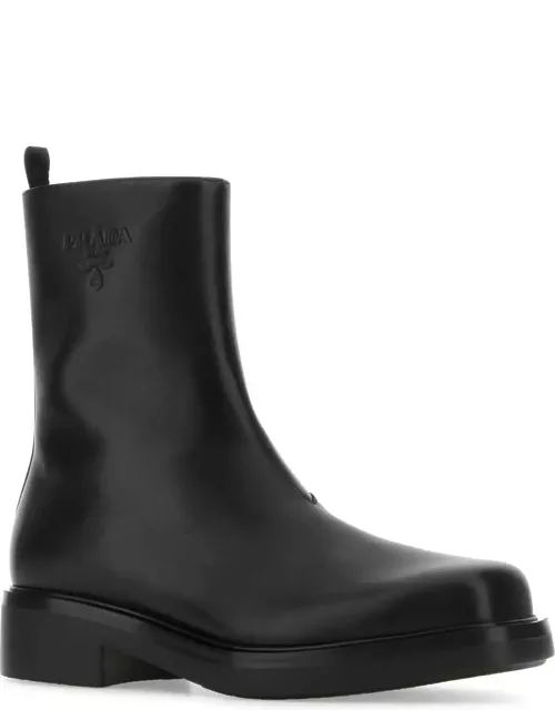 Prada Black Leather Ankle Boot