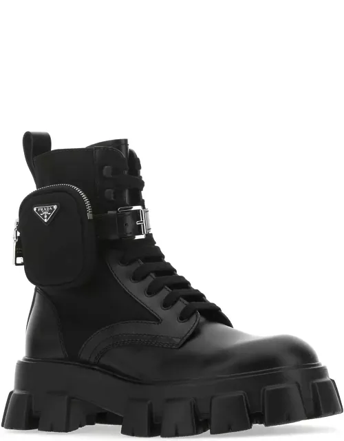 Prada Black Leather And Nylon Monolith Boot