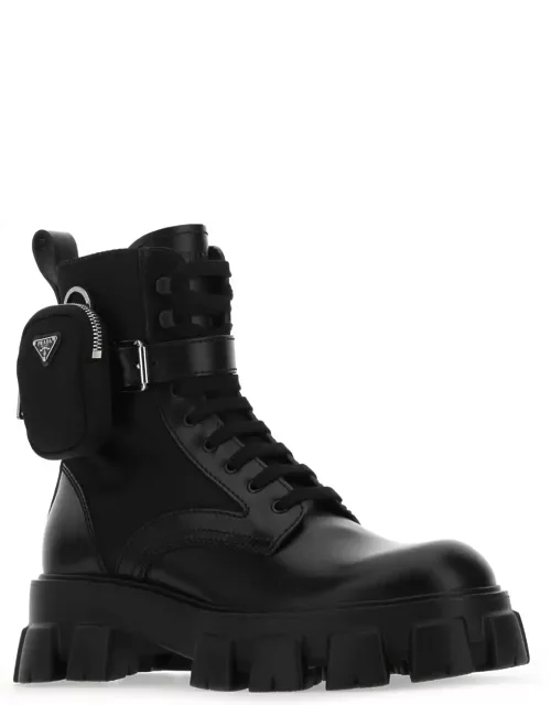 Prada Black Leather And Re-nylon Monolith Boot
