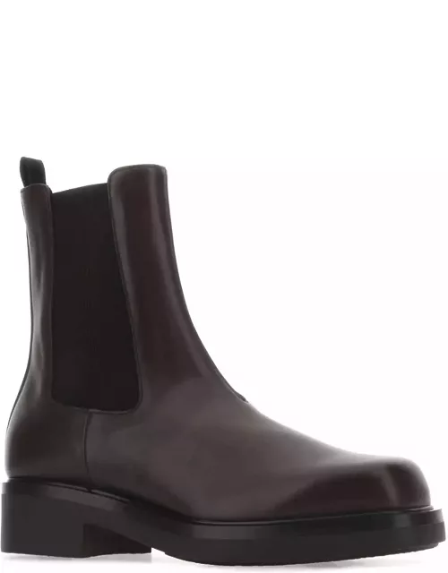 Prada Aubergine Leather Ankle Boot
