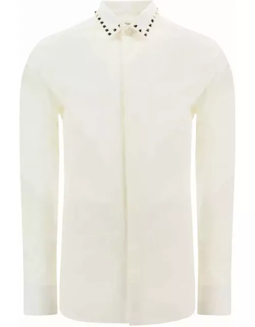 Valentino White Shirt With Studs On The Collar