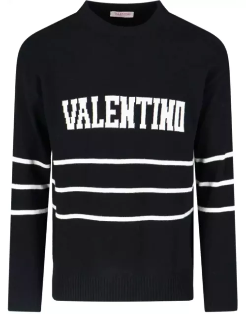 Valentino Garavani Stripe Detail Logo Sweater