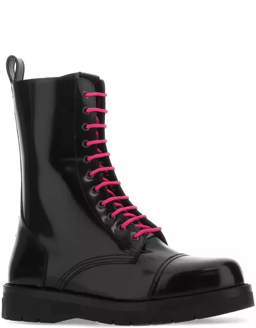 Valentino Garavani Black Leather Combat Boot