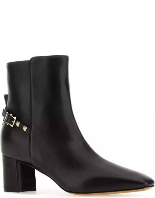 Valentino Garavani Black Nappa Leather Rockstud Ankle Boot