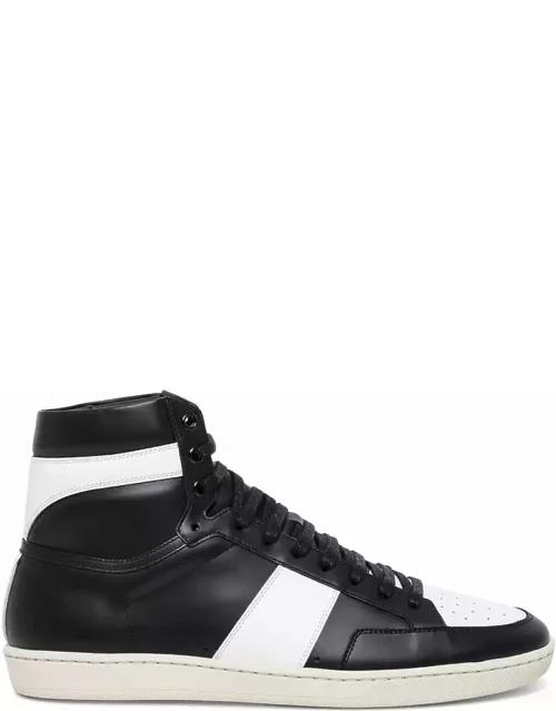 Saint Laurent Signature Court Sneakers In White And Black Leather