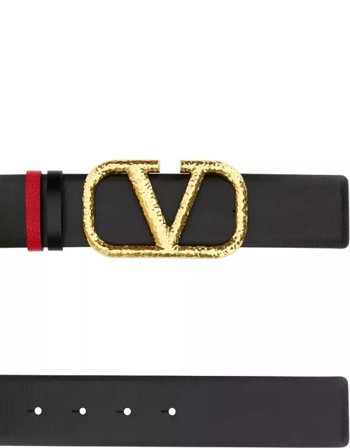 Valentino Garavani Black Leather Vlogo Reversible Belt