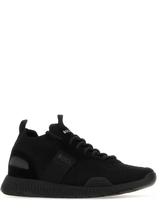 Hugo Boss Black Fabric And Leather Titanium Runn Sneaker