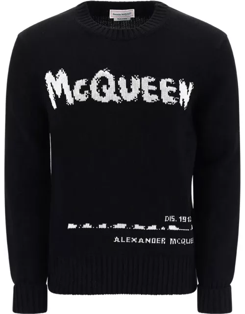 Alexander McQueen Graffiti Crew Neck Sweater