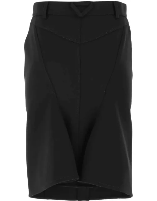 Bottega Veneta Black Stretch Wool Blend Skirt