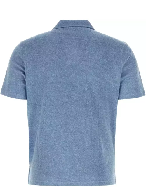 Fedeli Denim Blue Stretch Cotton Blend Polo Shirt