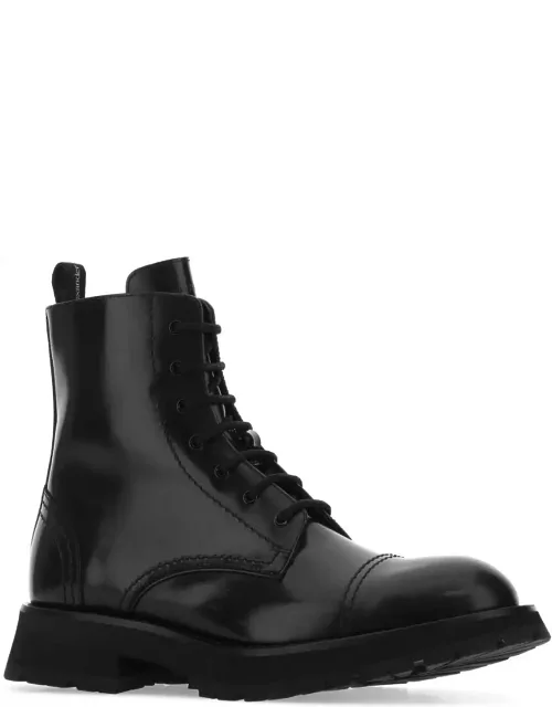 Alexander McQueen Black Leather Ankle Boot
