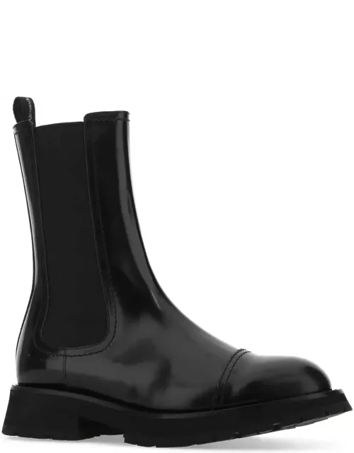 Alexander McQueen Black Leather Ankle Boot