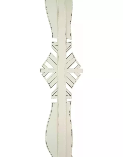 Alexander McQueen Ivory Leather Cut Out Belt