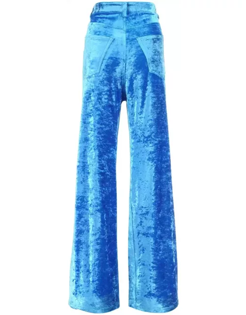 Balenciaga Light-blue Velvet Wide-leg Pant