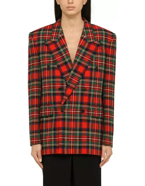 Saint Laurent Red Tartan Double-breasted Wool Jacket