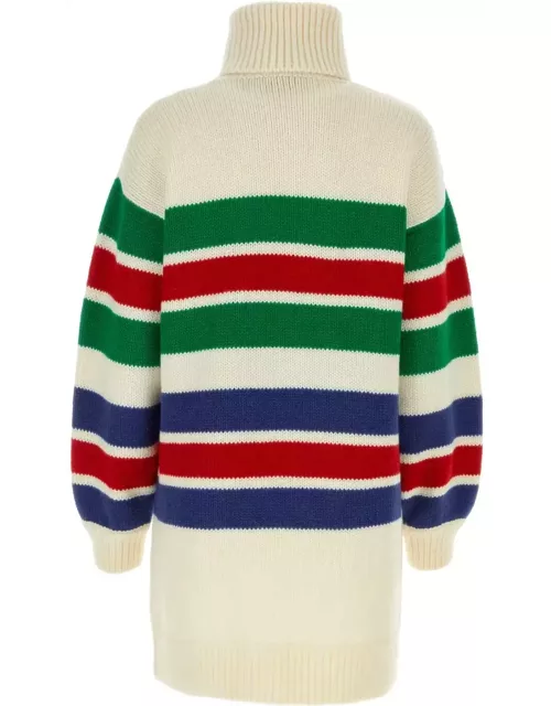 Gucci Embroidered Wool Sweater Dres